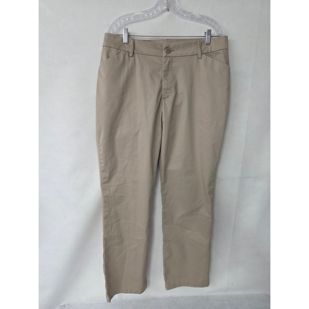 Lee Wrinkle Free Women Tan Khaki Straight Leg Chino Trousers Work Pants 16
